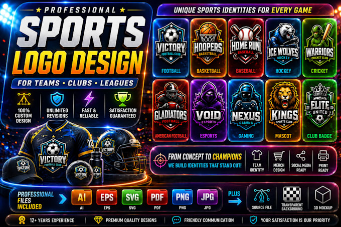 create a modern sports logo for your team, club or brand