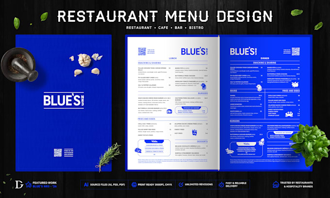 design a premium restaurant menu for your brand
