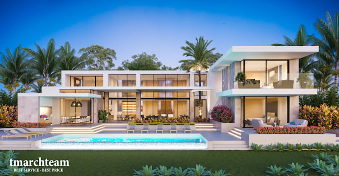 create 3d model and render one exterior, or interior, or 3d floor plan