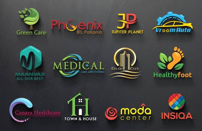 do brand identity 3d logo design with copyrights