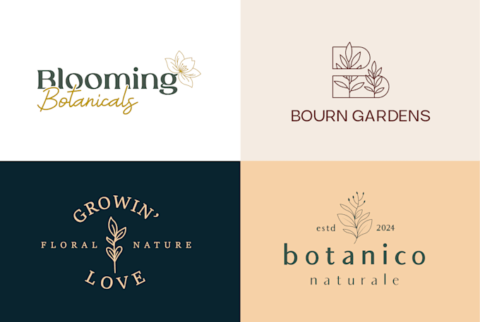 design minimalist hand drawn botanical logo branding
