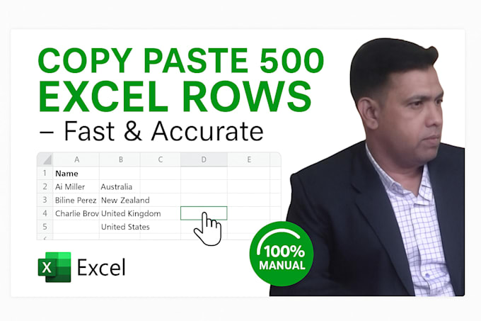 do manual copy paste of 500 excel rows data entry accurately