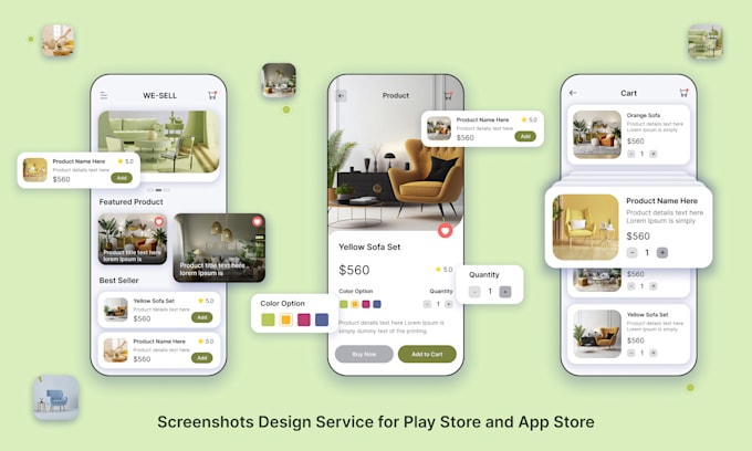 design awesome screenshots for play store or app store