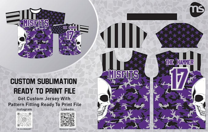 create print ready sublimation designs for custom jerseys or teamwear