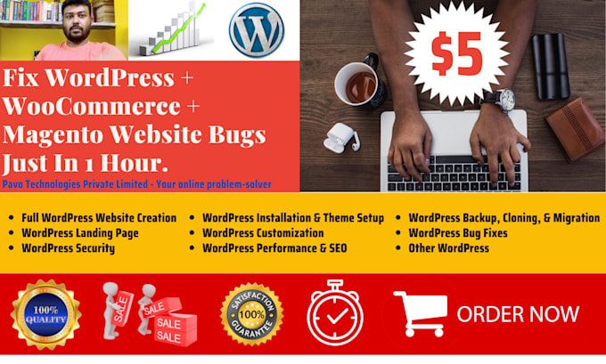 fix wordpress, woocommerce, and magento website bugs