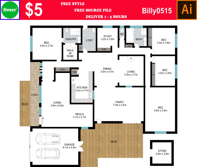 Redraw floor plan for real estate agents, etc by Billy0515