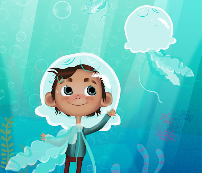 create full color hand drawn children book illustrations