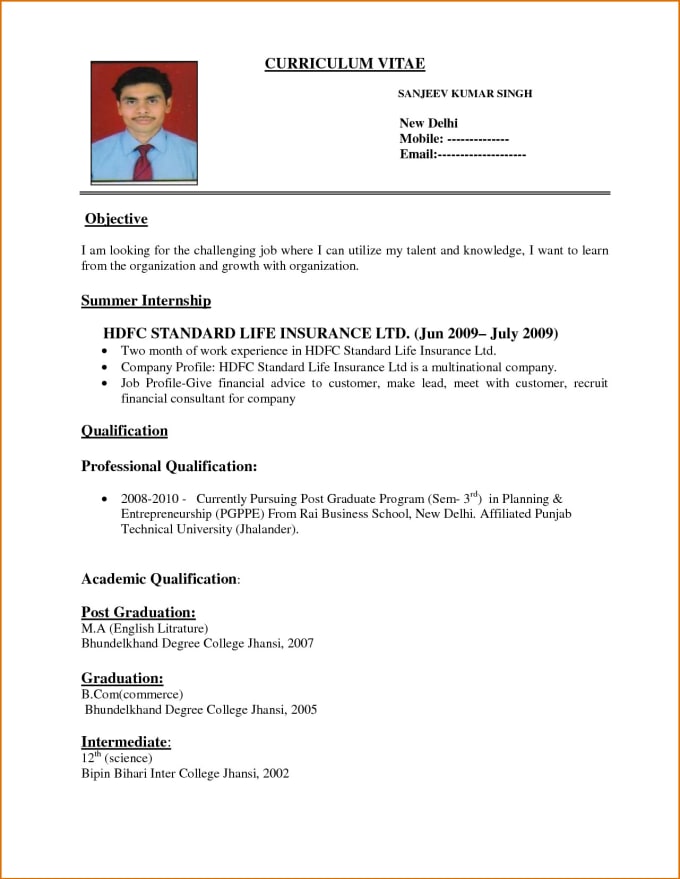 Create A Resume For You By Karthik19031995