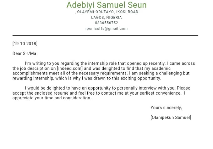 Write Cv And Cover Letters And Also Graphics Design By Samuel O