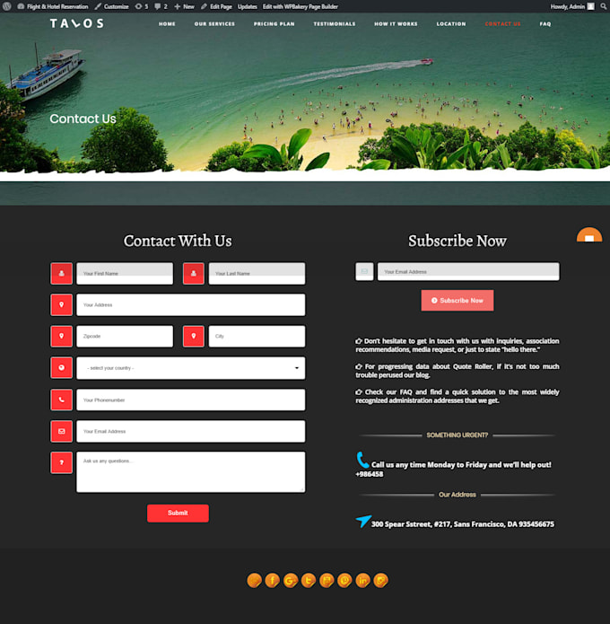 create contact form and action form in wordpress