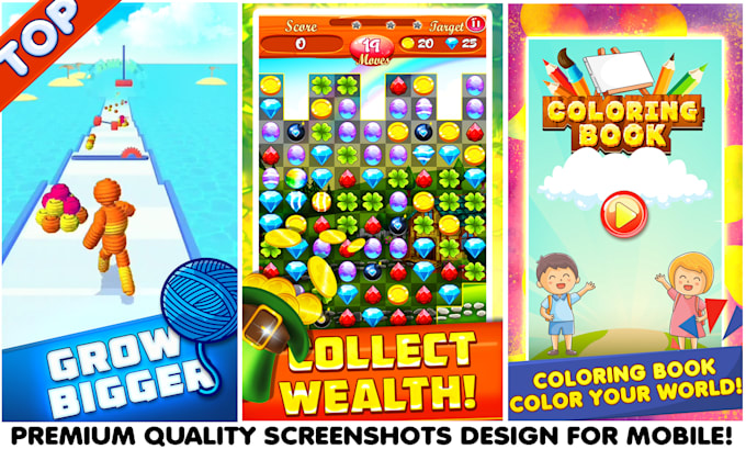 do professional game screenshot design for app store listing