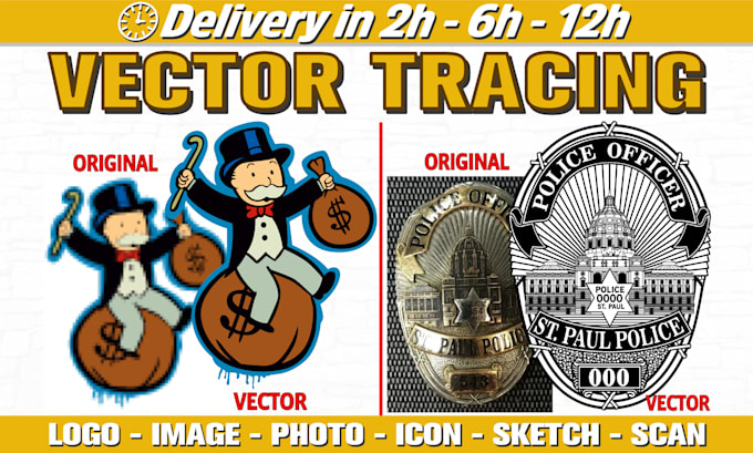 vector tracing, vectorize image or logo, convert to vector file fast