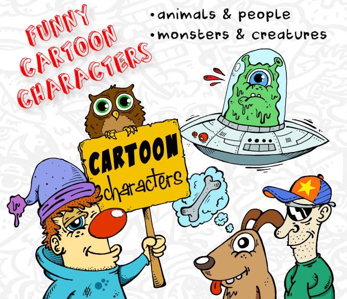 Draw funny cartoon characters mascot by Freshtowngfx | Fiverr