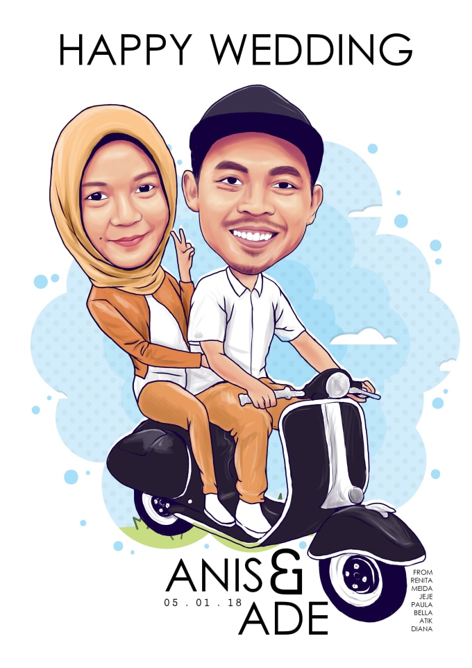 Draw Caricature For Wedding Gift By Lafacreative Wedding invitation card free mockups to showcase your awesome design in a photorealistic style. draw caricature for wedding gift