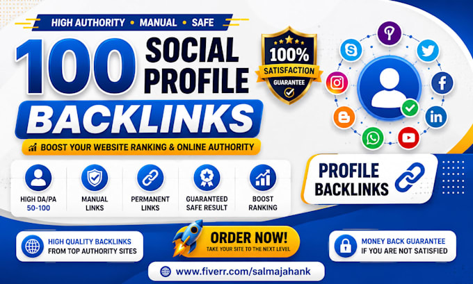 create 100 high authority profile creation backlinks