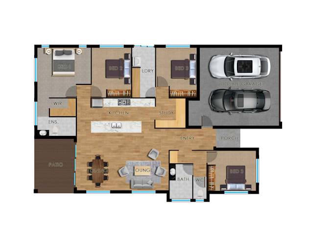 render architectural plan in photoshop
