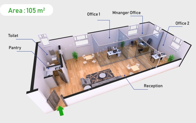 Design A 3d Realistic Floor Plan For Your Flat By Ahmadrefaat93