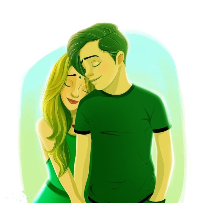 Draw A Romantic Couple Caricature By Logo Maker Hot