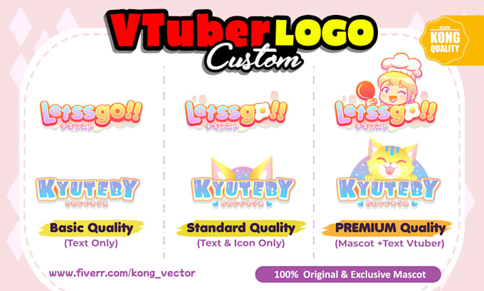 design custom vtuber logo for your live2d vtuber model on cute anime manga style