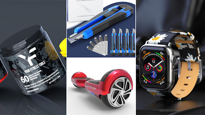 do realistic product modeling, rendering, and mockup design