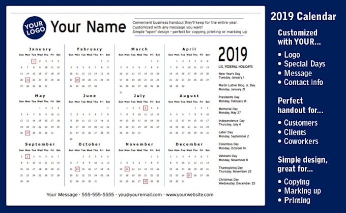 make you a custom, printable 2019 calendar