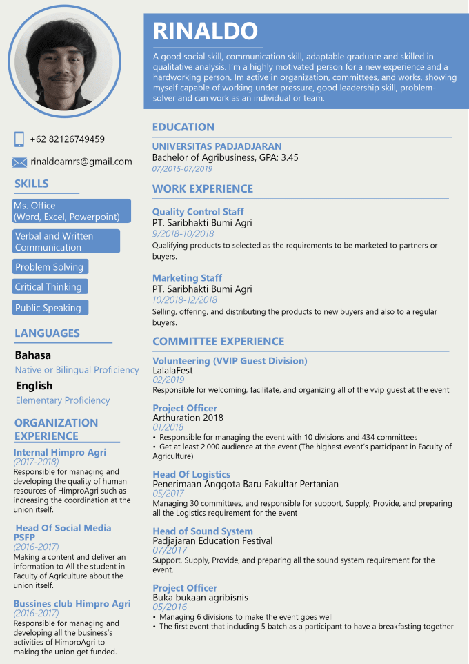 Make Creative Personal Resume Curriculum Vitae By Azizahr Fiverr