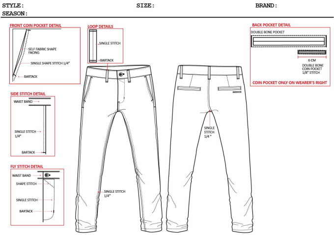Make amazing techpacks for trousers with detailings by Abhijeetism | Fiverr
