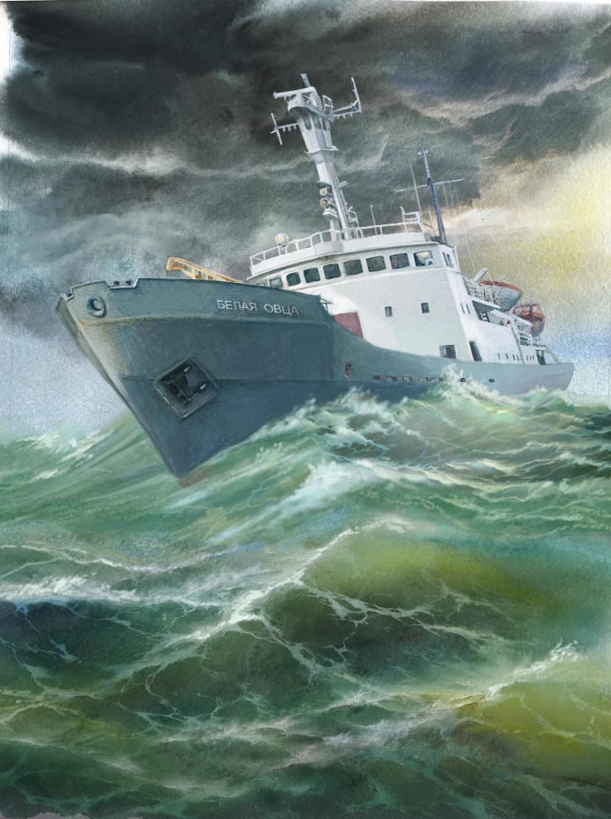 Storm At Sea Waves Pitching Painting By Vitalydudarenko