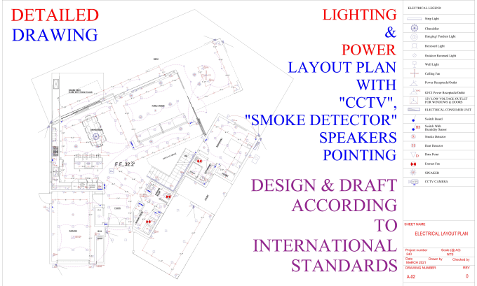 draw set of electrical drawings, schemes and floor plans using autocad