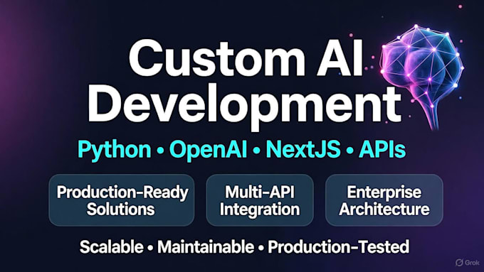 develop custom ai applications using gpt, python, nextjs and apis