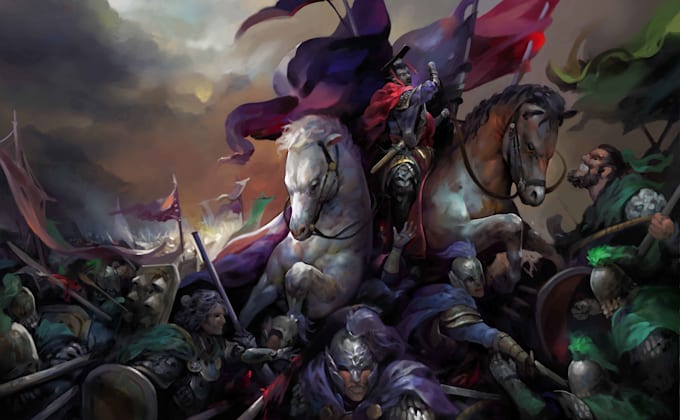 create an awesome character illustration and battle scene