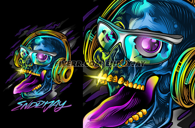 draw unique heavy metal skull illustration