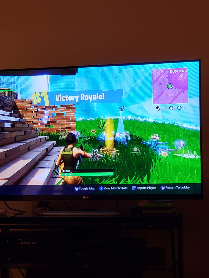 Playing Fortnite On Tv Xbox Controller Stock Photo 2102292826