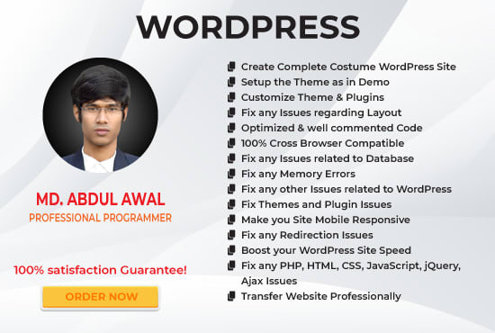 create, redesign, or customize a wordpress website
