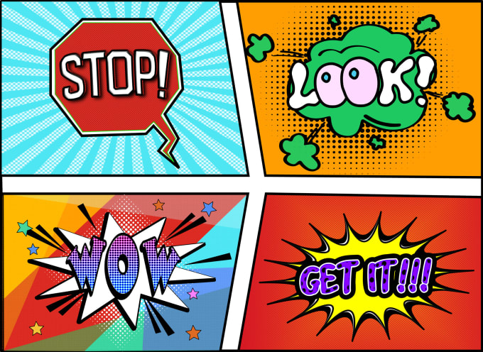 Create pop art, comic or cartoon words or logo by Imunja | Fiverr