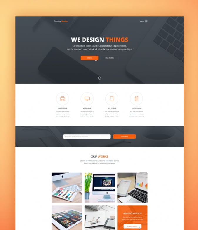 provide psd web design mockup