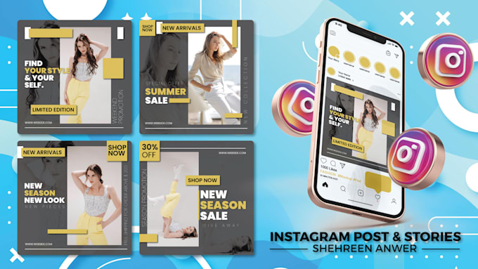 design instagram post and instagram stories in 24 hours