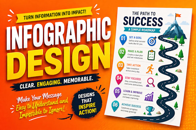 design a business infographic with custom illustrations