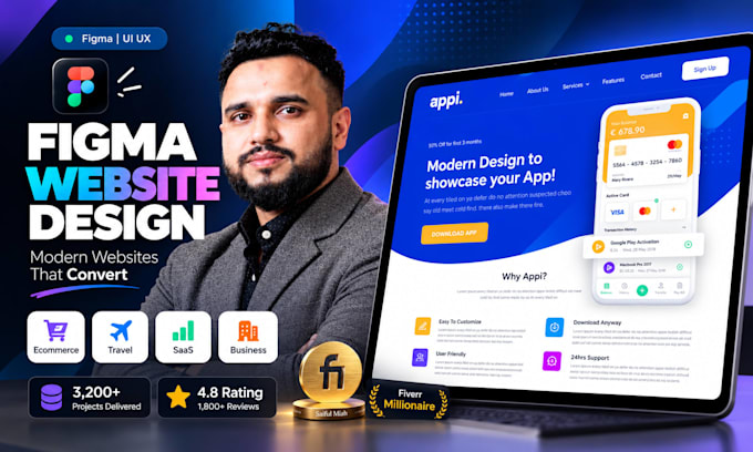 do figma website design, landing page design and website UI UX