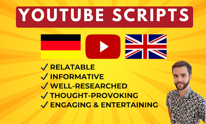 write an engaging, unique youtube script in german or english