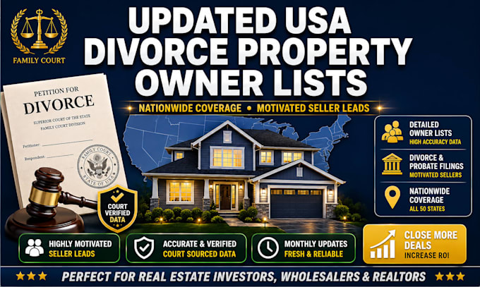 provide updated divorce property owners list in USA