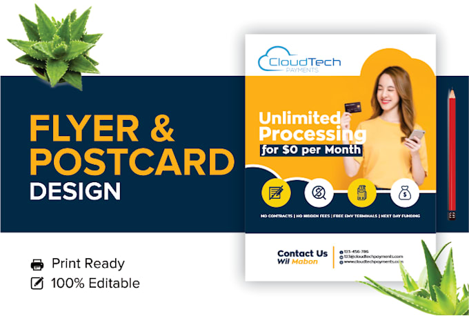 design professional flyer, postcard and door hanger