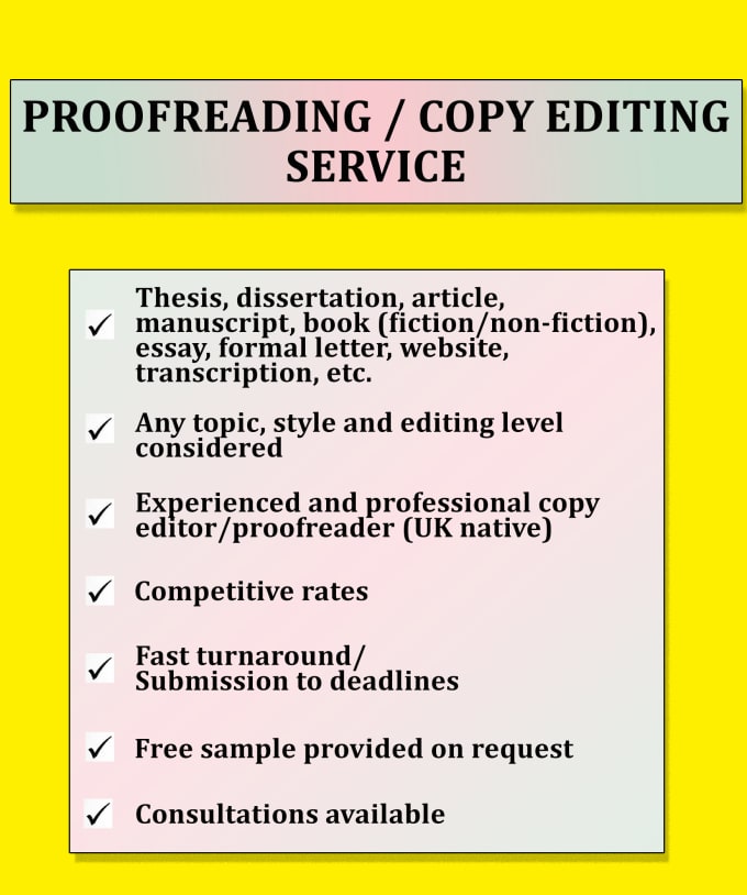 Proofreading service free sample