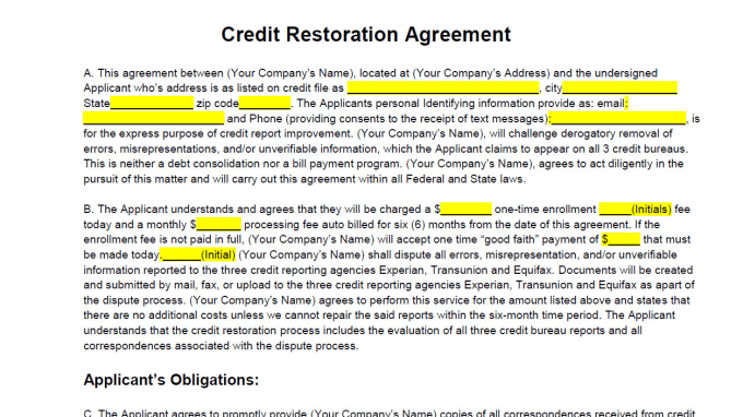 Provide a credit restoration contract for texas by J arielle Fiverr