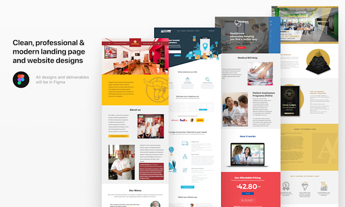 create UI UX of landing pages or entire websites
