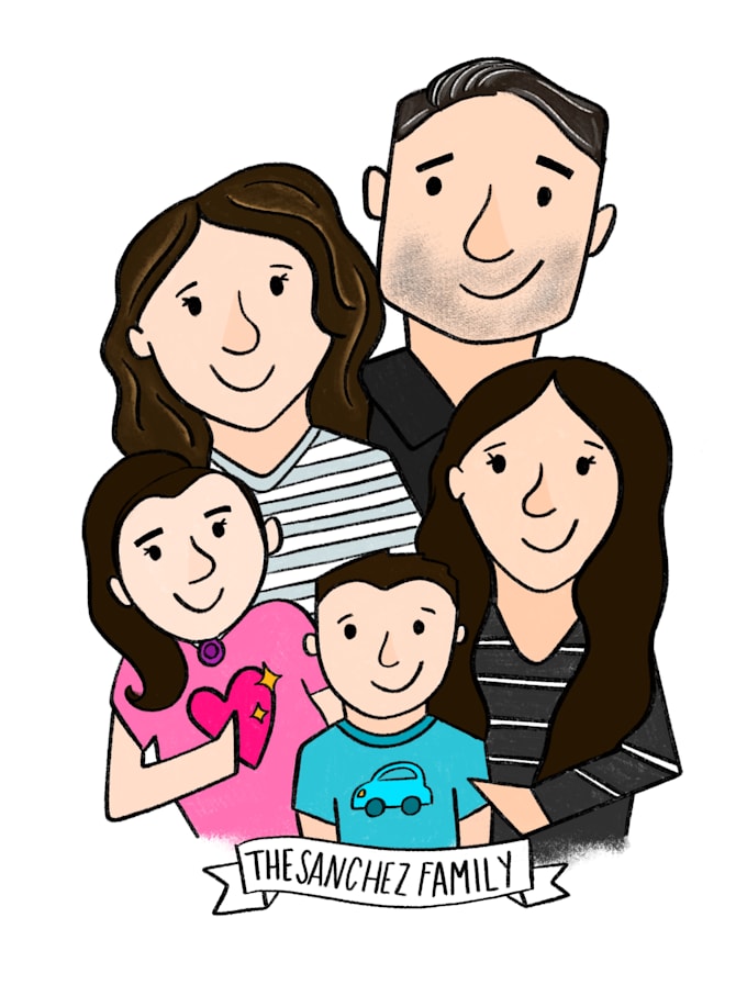 hand draw a custom family portrait
