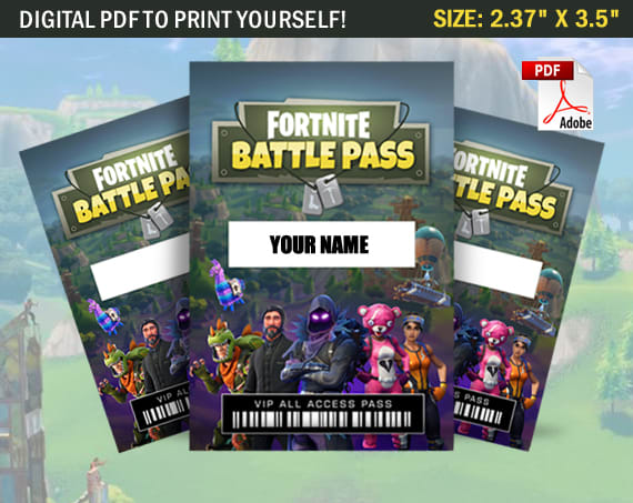 Create A Fortnite Gaming Vip Battle Pass Tag For A Birthday Party