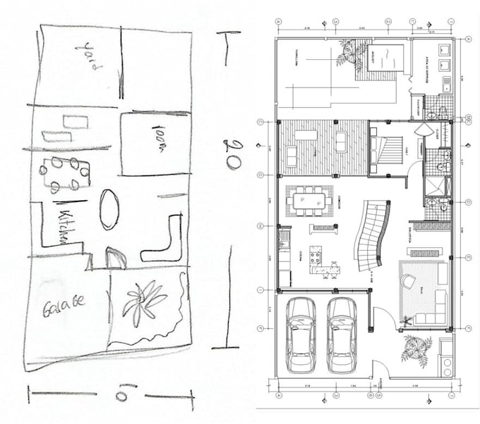 make and architectural floor plan of your sketch