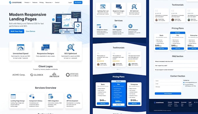 build modern responsive nextjs website with tailwind CSS
