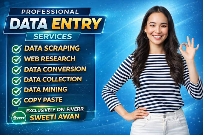 be your virtual assistant for data entry, typing, copy paste and web research